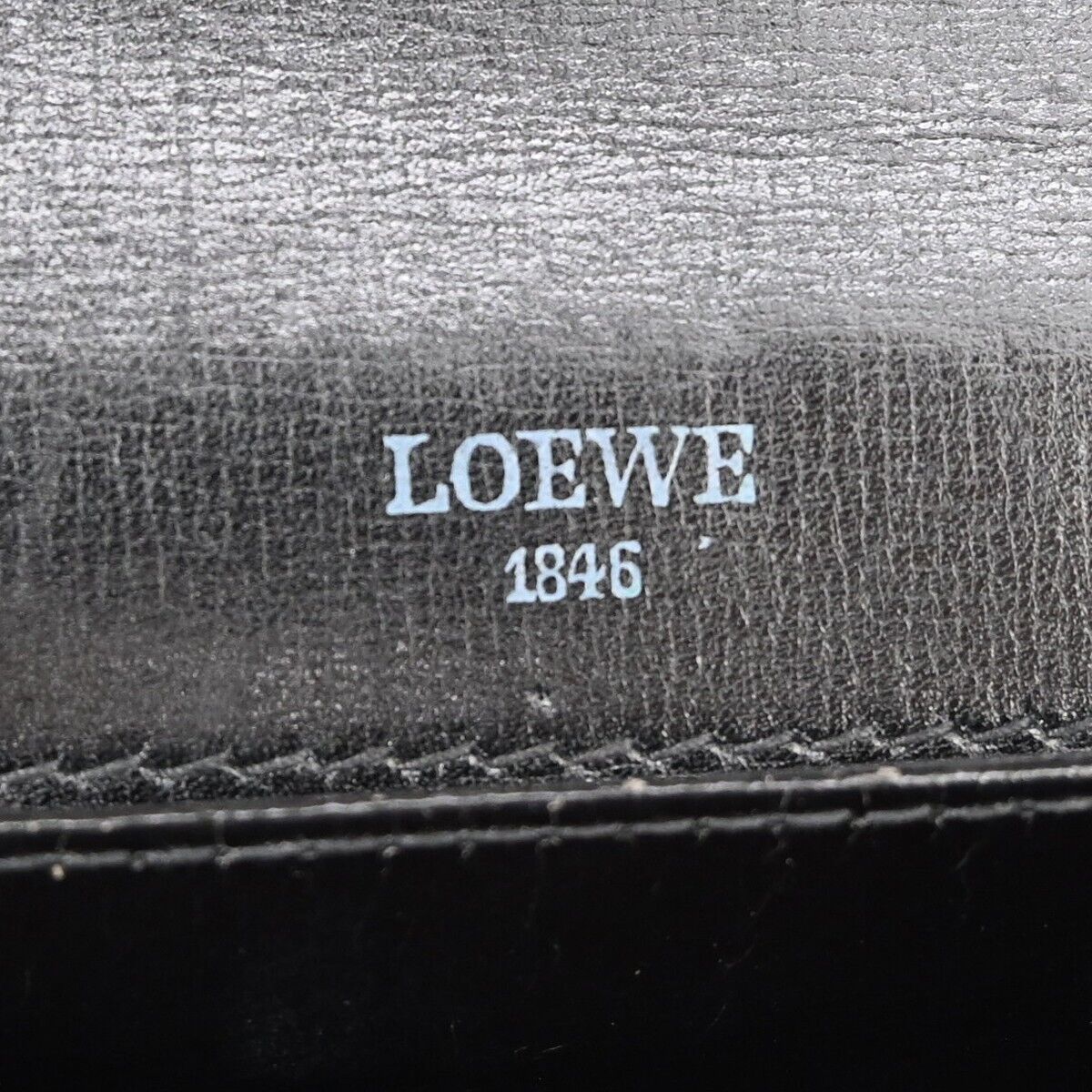 LOEWE Logo Anagram 2way Chain Shoulder Clutch Bag Exotic Leather Brack 88ED471