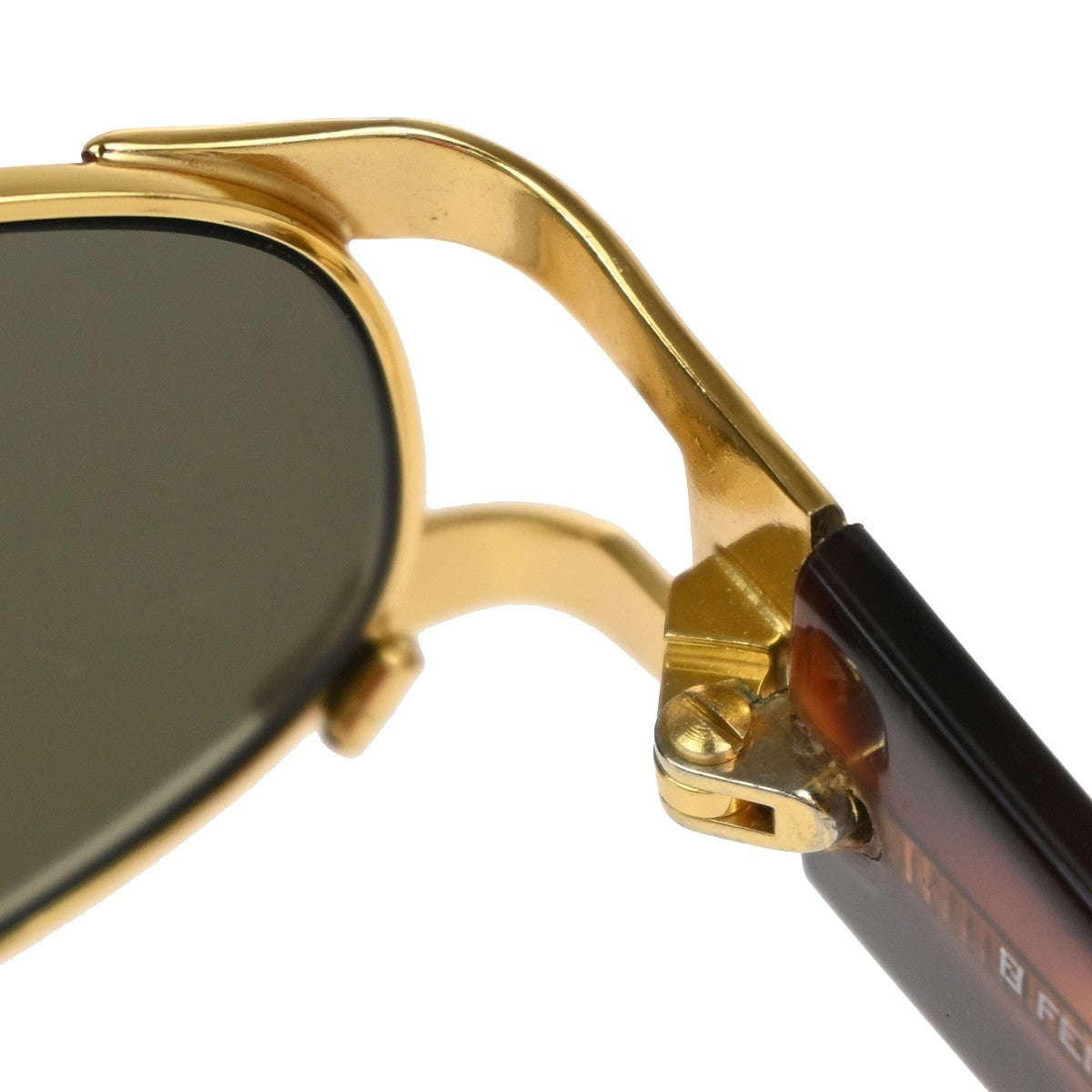 FENDI FF Logos Sunglasses Eye Wear Plastic Metal Brown Italy 7017 07CA893