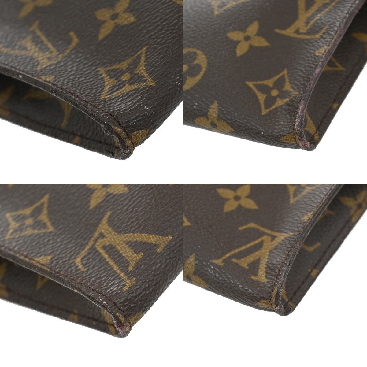 LOUIS VUITTON Logo BUCKET GM Pouch Bag Monogram Leather Brown France 02KB407