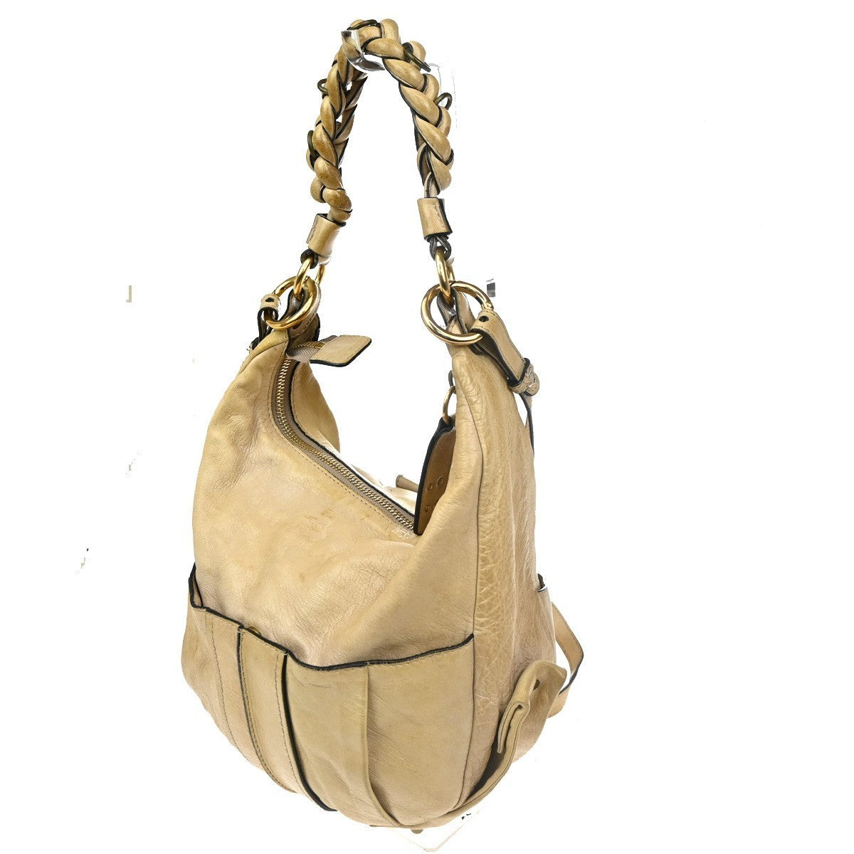 CHLOE Logo Heloise Hobo 2Way Crossbody Shoulder Bag Leather Beige GHW 66CA524