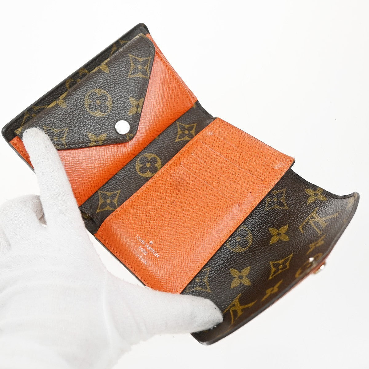 LOUIS VUITTON Marie Compact Wallet Monogram Leather Orange Brown M60495 04KP385
