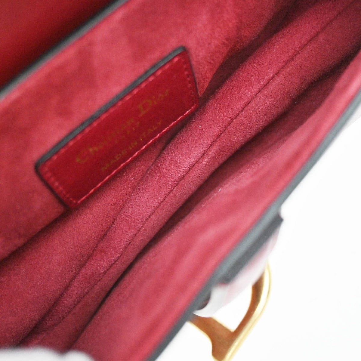 CHRISTIAN DIOR Mini Saddle Hand Bag Leather Red GHW 652RP172