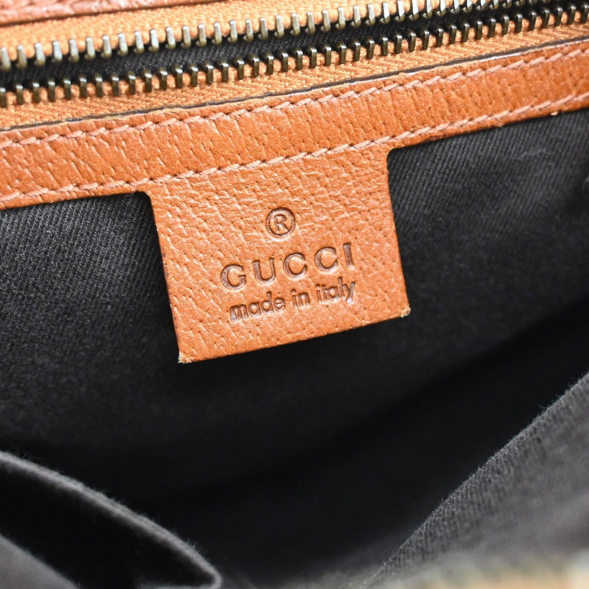 GUCCI Nailhead GG Pattern Shoulder Bag Canvas Leather Brown Orange 70YJ155