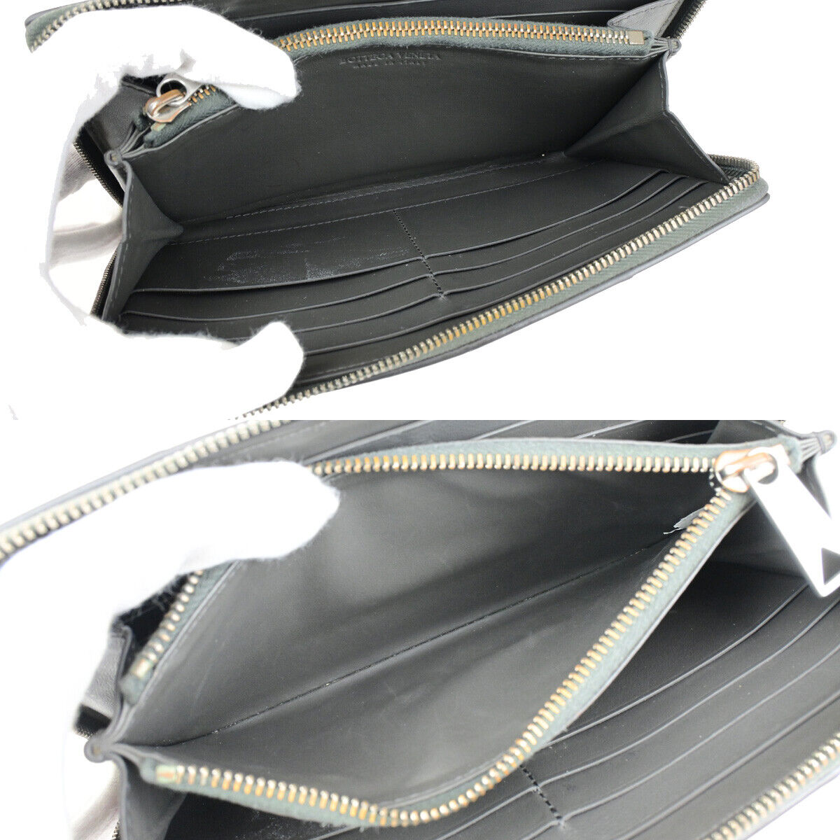 BOTTEGA VENETA Logo Cassette Zip Around Long Wallet Leather Gray Italy 30YG300