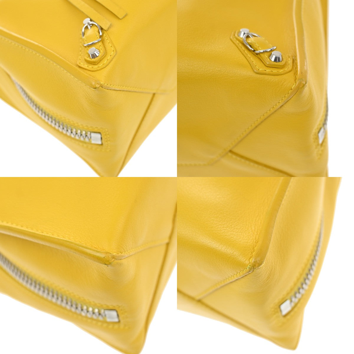 BALENCIAGA Paper Mini 2Way Shoulder Hand Bag Leather Yellow SHW Mirror 97YH797