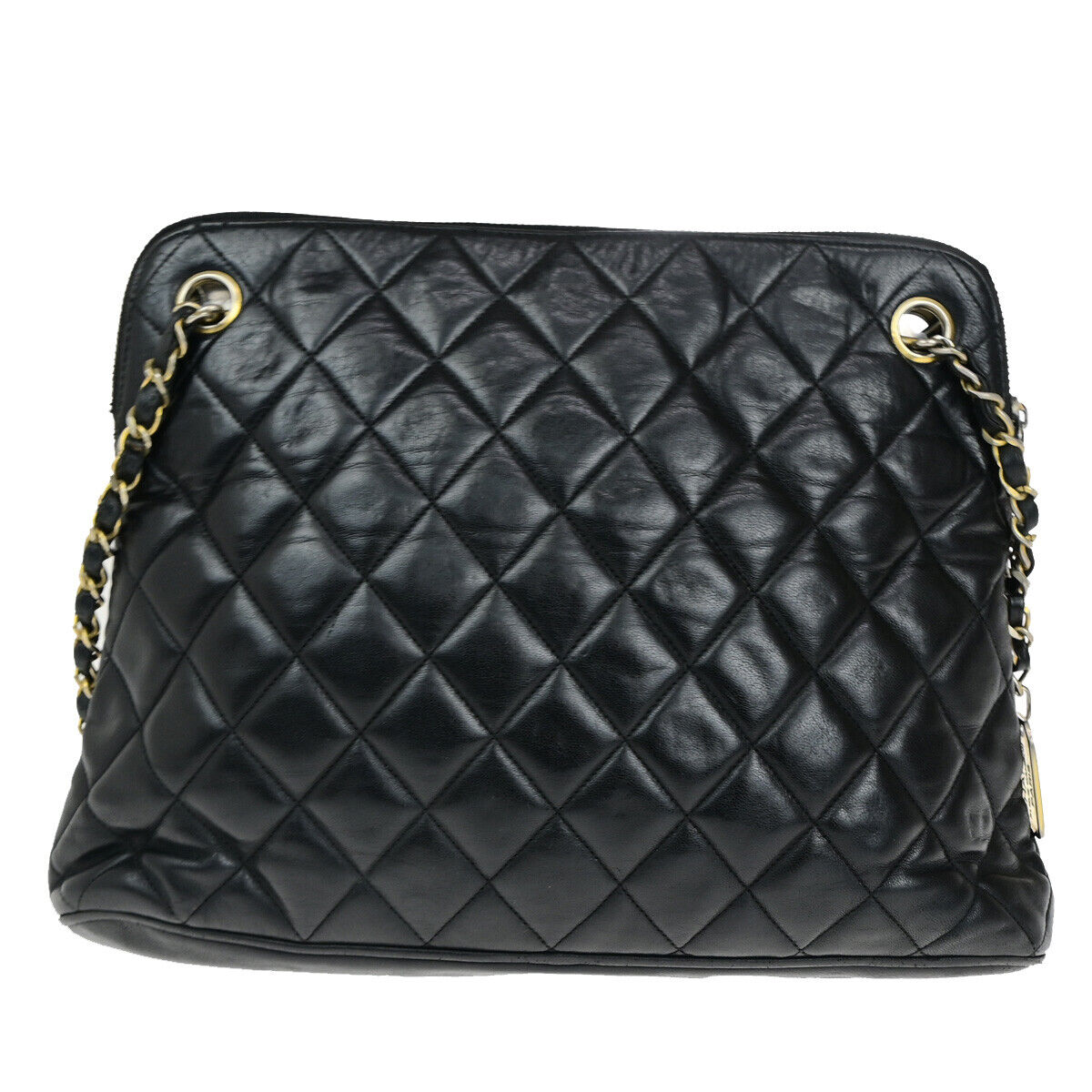 CHANEL CC Logo Matelasse Chain Shoulder Bag Leather Black GHW Vintage 10RK661