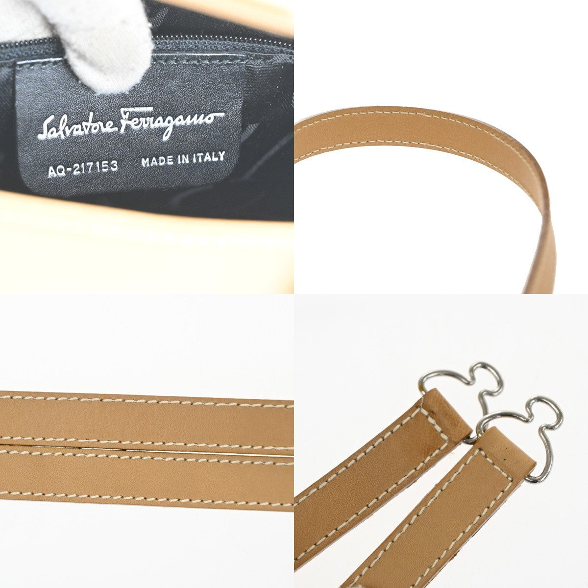 SALVATORE FERRAGAMO Gancini 2Way Shoulder Hand Bag Leather Brown Silver 36TA414