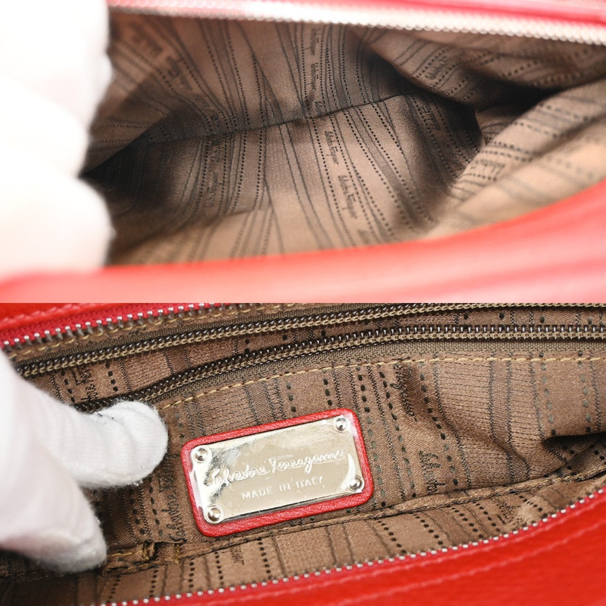 SALVATORE FERRAGAMO Gancini 2Way Shoulder Hand Bag Leather Red SHW 34KB417