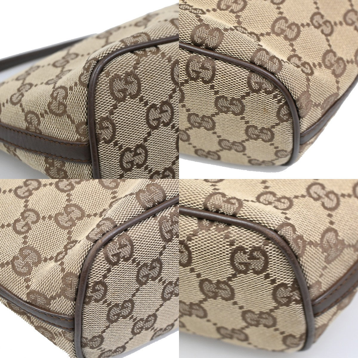 GUCCI GG Pattern Boat Pochette Shoulder Bag Canvas Beige Brown SHW Italy 62DA130