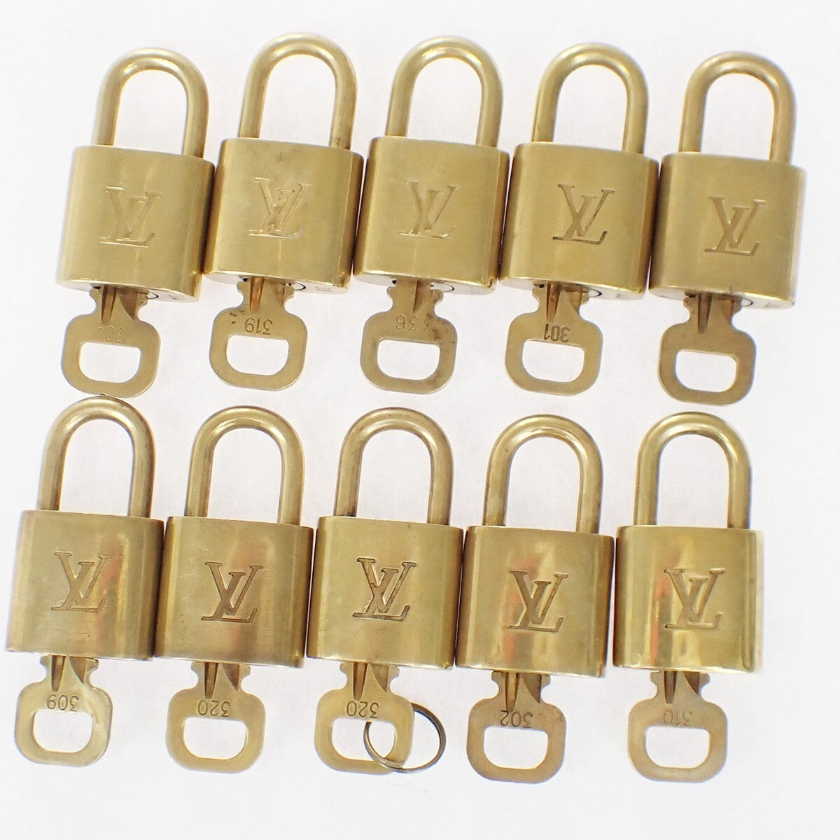 LOUIS VUITTON LV 10 SET PADLOCK KEY BAG CHARM CADENA GOLD PLATED FRANCE 37YG108