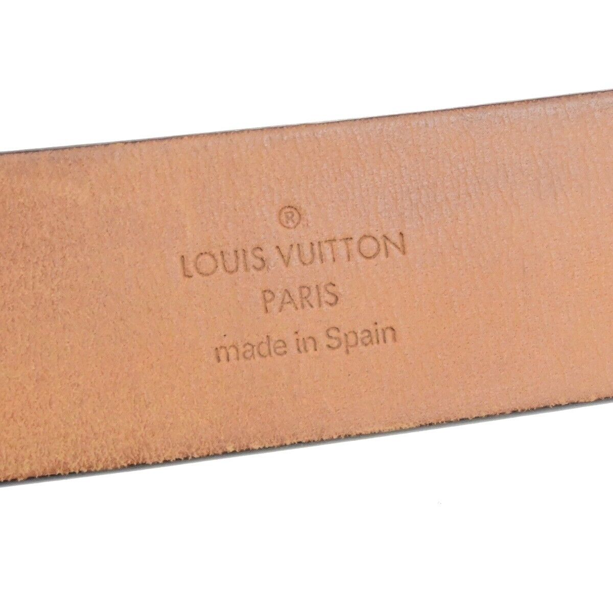 LOUIS VUITTON Logo Ceinture LST Belt Leather Brown Silver M6809 Spain 60EE095