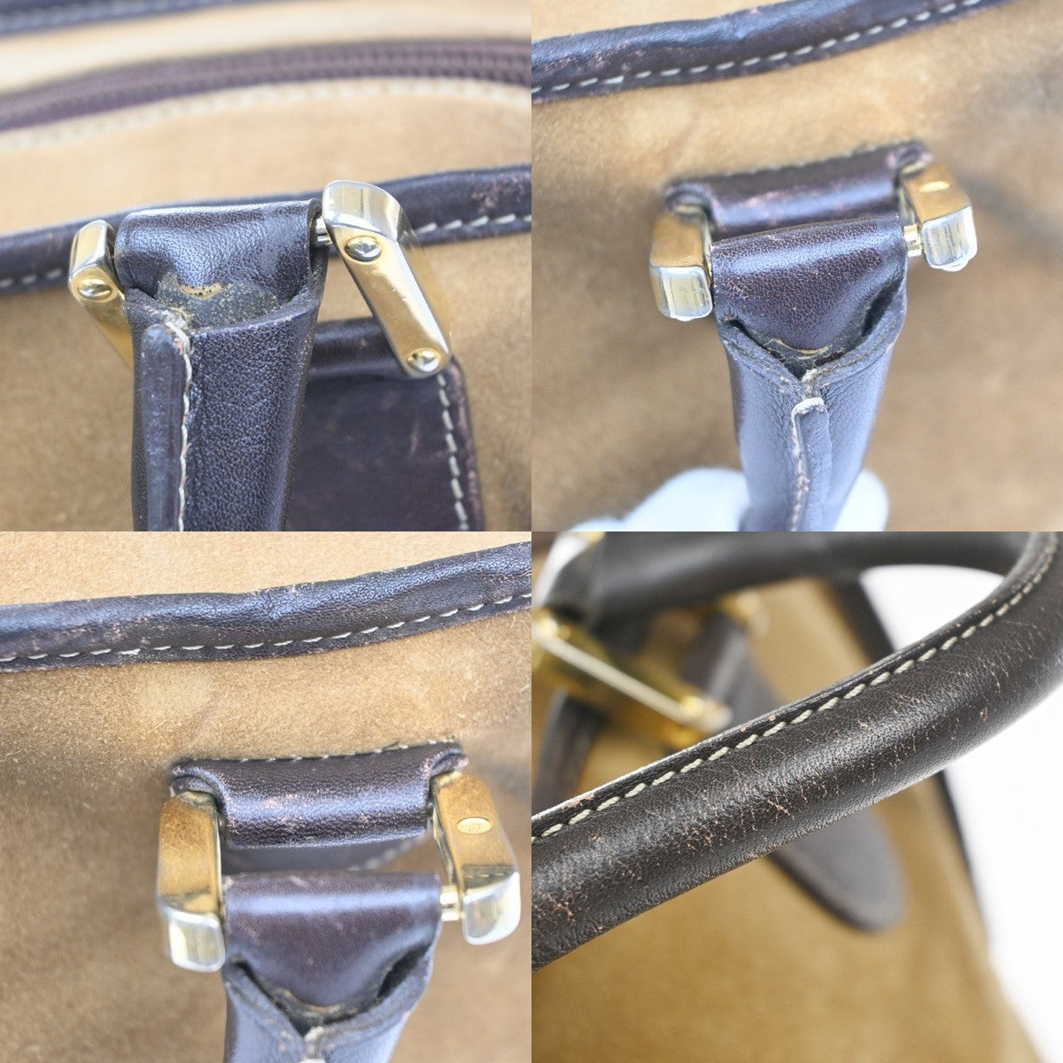 LOEWE Logo Anagram Amazona 32 Hand Bag Suede Leather Beige GHW Spain 38MA556