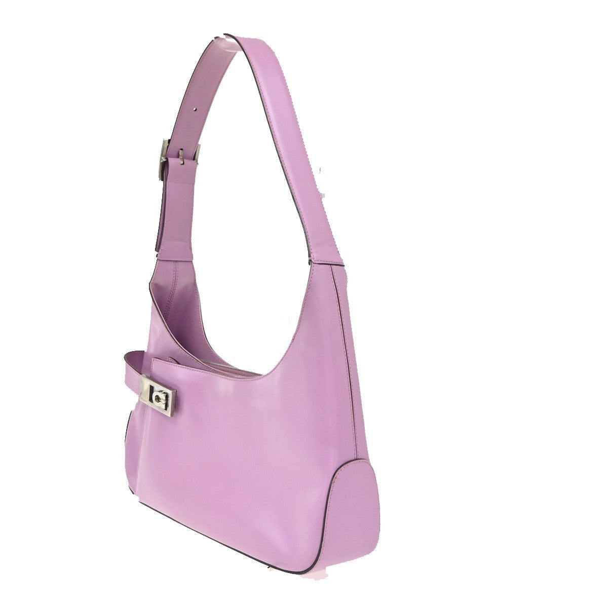 SALVATORE FERRAGAMO Gancini Hobo Shoulder Bag Leather Purple SHW Italy 62ZA306
