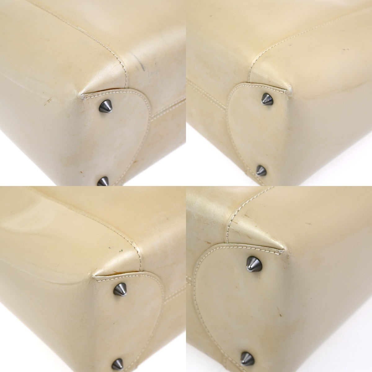 CHRISTIAN DIOR Maris Pearl Hand Bag  Hand Bag Patent Leather Beige SHW 30YH858