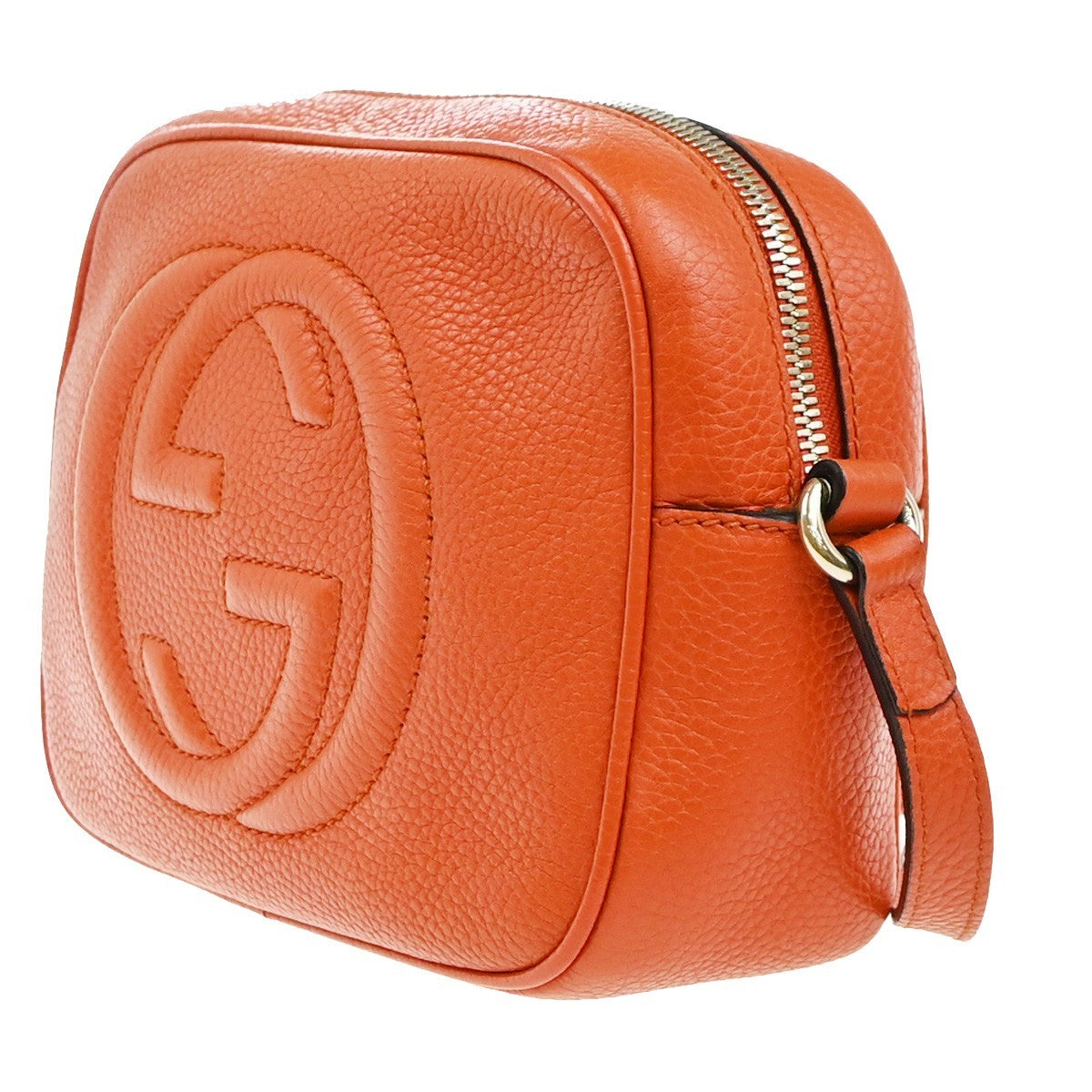 GUCCI Logo Soho Interlocking Crossbody Shoulder Bag Leather Orange GHW 12EG385