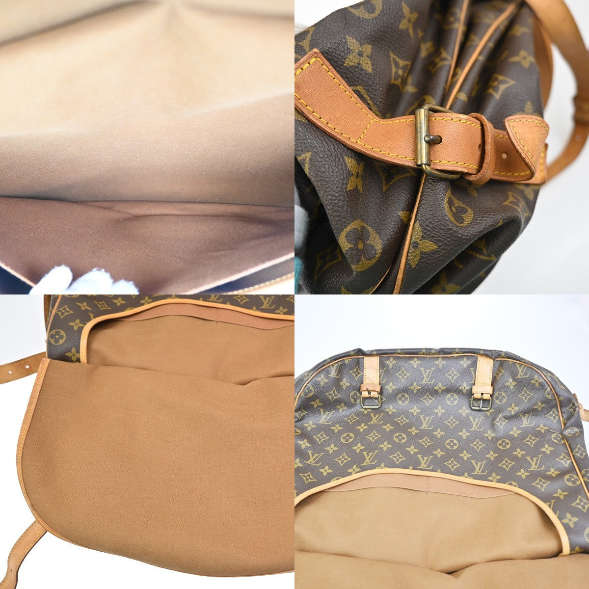 LOUIS VUITTON Logo Saumur 43 Shoulder Bag Monogram Leather Brown M42252 84ZA235