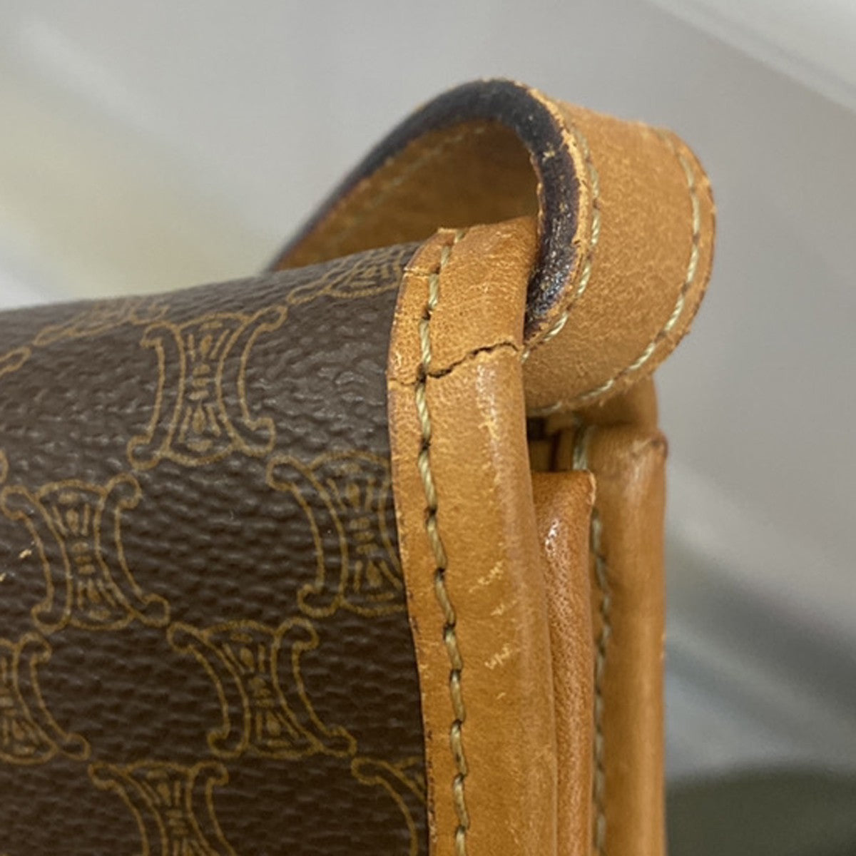 CELINE Logo Macadam Pattern Shoulder Bag PVC Leather Brown GHW Italy 36YH758