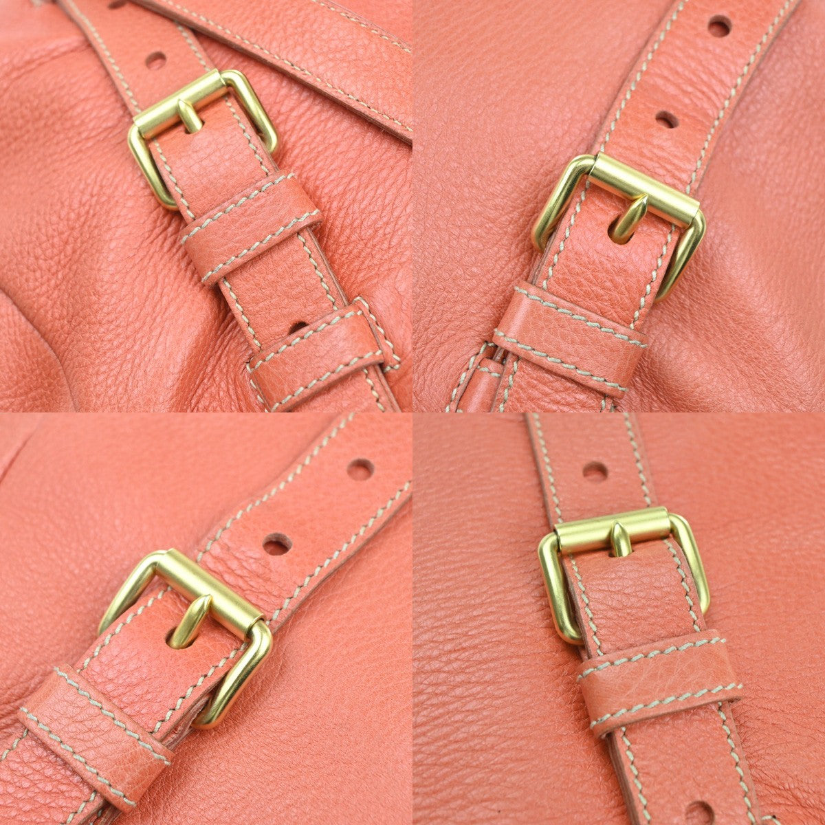 PRADA Logo Shoulder Tote Bag Leather Orange GHW Italy 34KP583