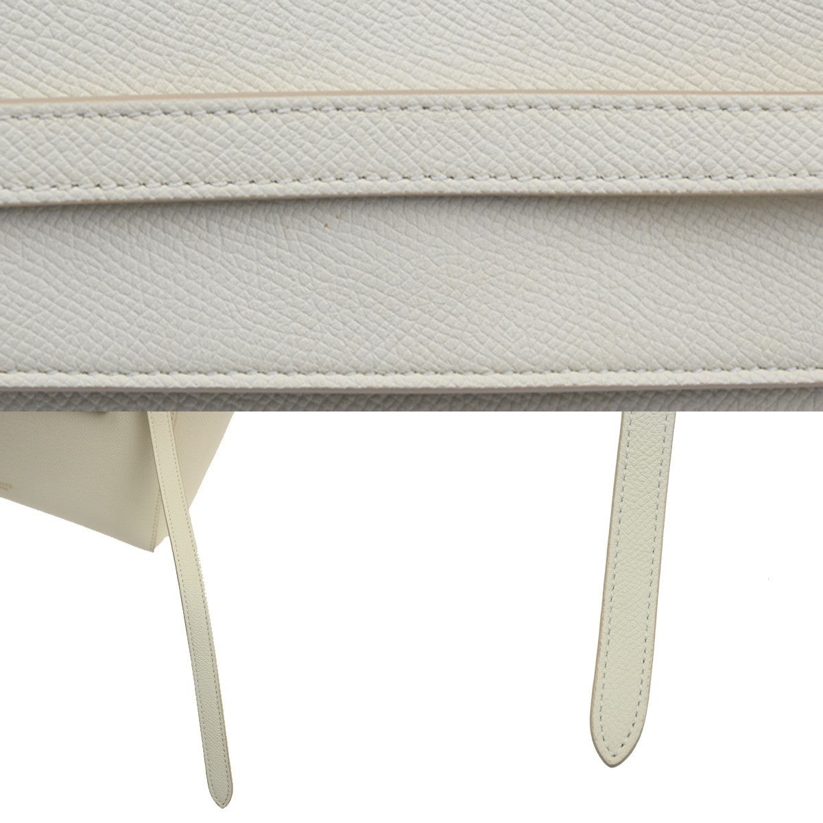 CELINE Logo Belt 2way Shoulder Hand Bag Leather White GHW Italy 29RL885