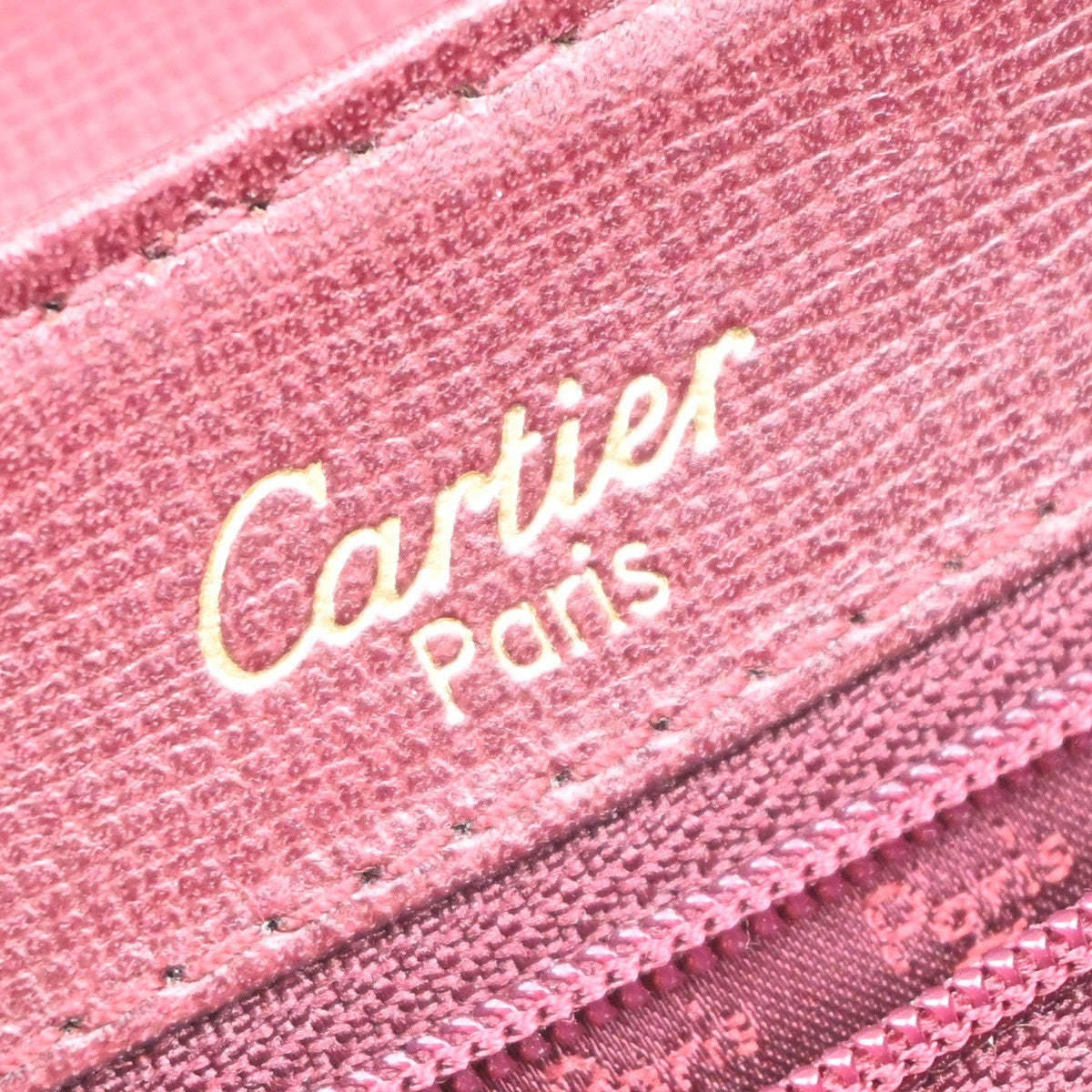 MUST DE CARTIER 2C Logo Shoulder Bag Leather Bordeaux Red GHW Italy 34EG398