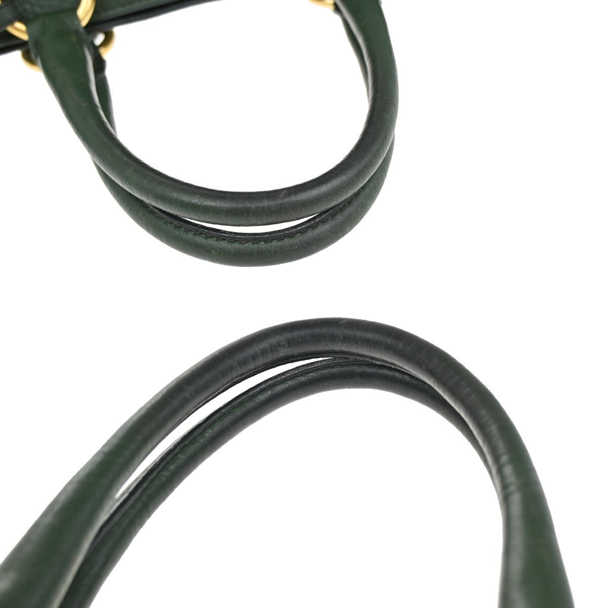PRADA Logo Shoulder Hand Tote Bag Vitello Daino Leather Green GHW 12FB715