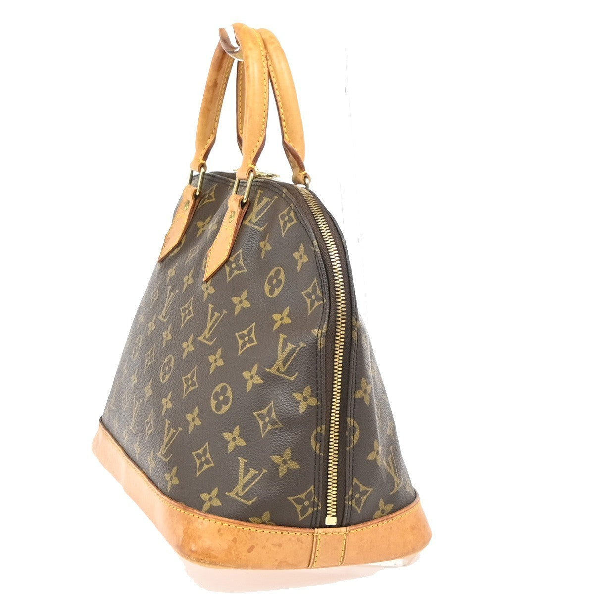 LOUIS VUITTON LV Logo Alma Hand Bag Monogram Leather Brown France M51130 85PA106