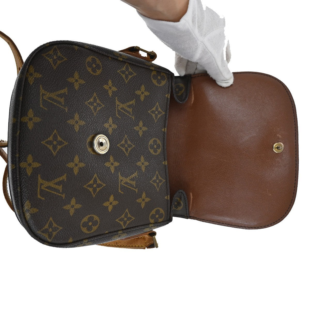 LOUIS VUITTON Saint Cloud MM Shoulder Bag Monogram Leather Brown M51243 36TA324