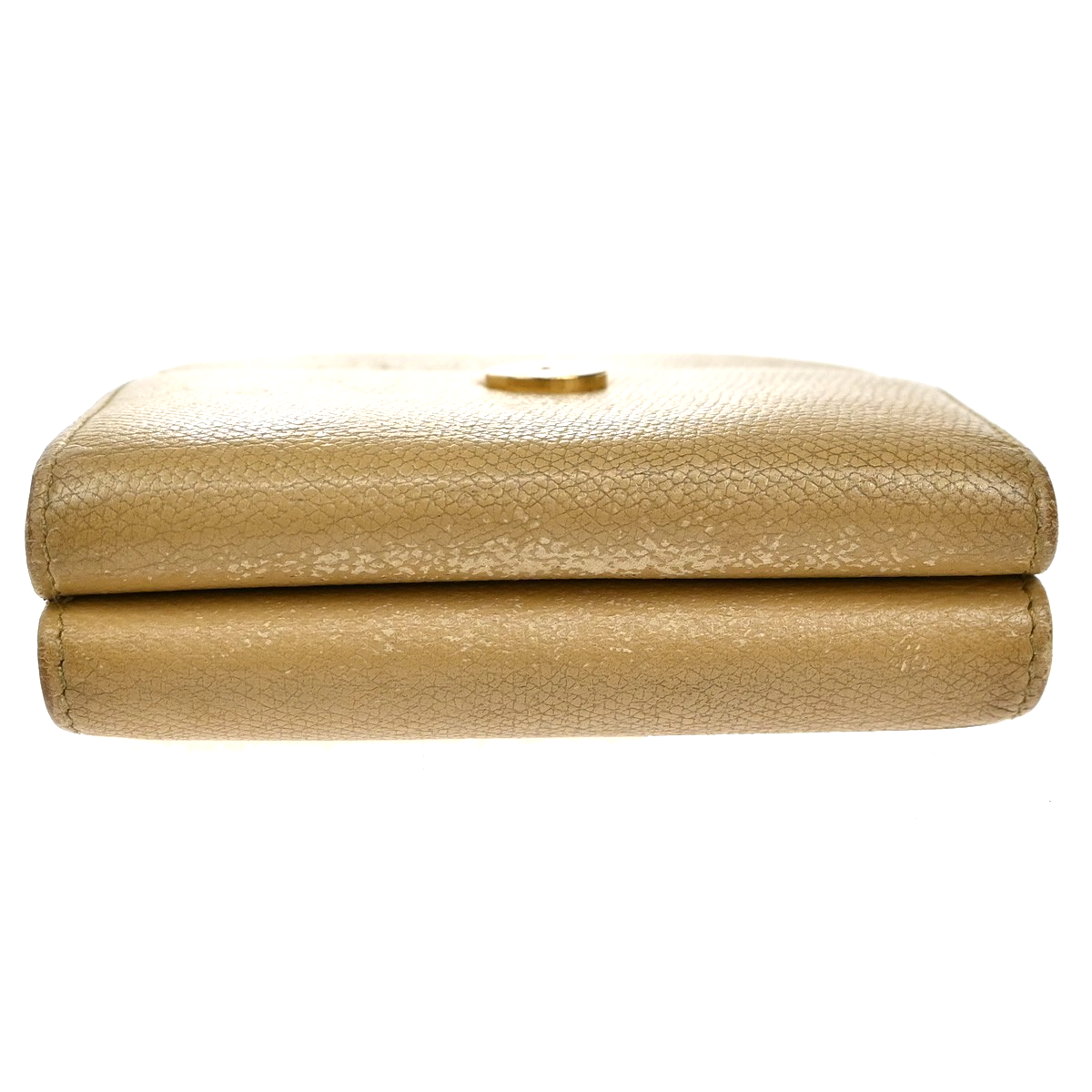 CHANEL CC Logo Trifold Compact Wallet Leather Beige GHW Italy 60KB352