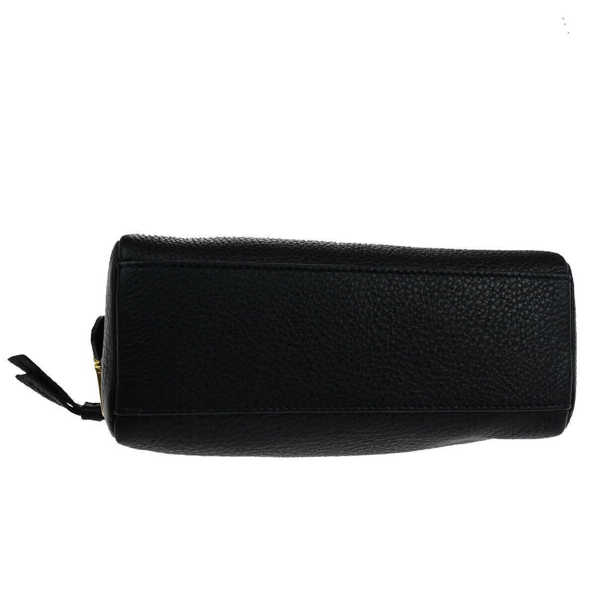 PRADA Logo Cosmetic Pouch VITTELO DAINO Leather Black GHW 32SJ082