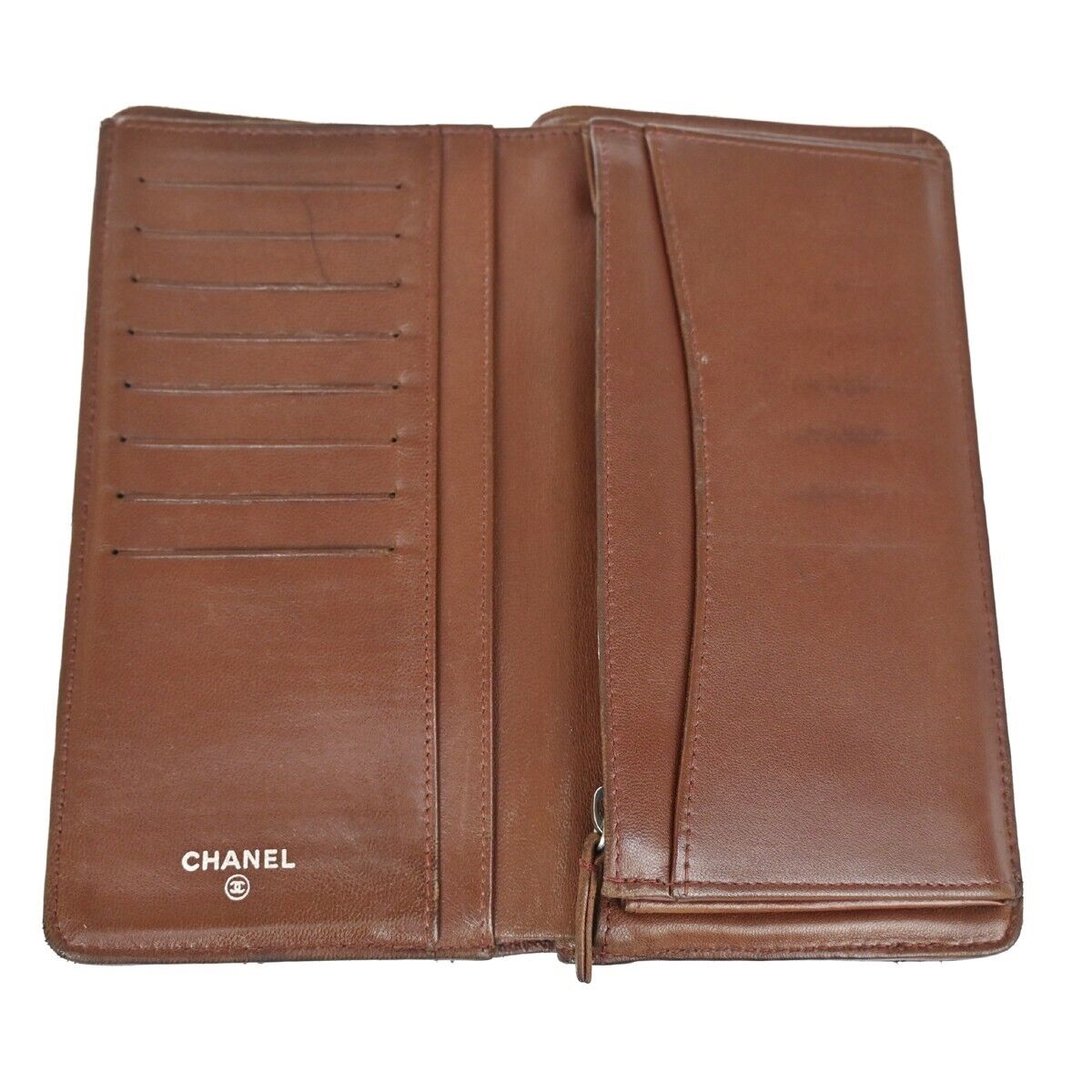 CHANEL CC Logo Matelasse Bifold Long Wallet Purse Leather Black France 64FA065