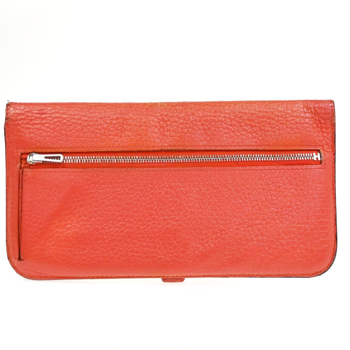HERMES Logos Dogon GM Long Bifold Wallet Togo Leather Red  France SHW 31RL985