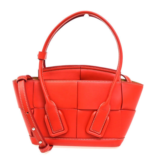BOTTEGA VENETA Arco 2Way Shoulder Bag Hand Bag Suede Leather Red Italy 689RL773