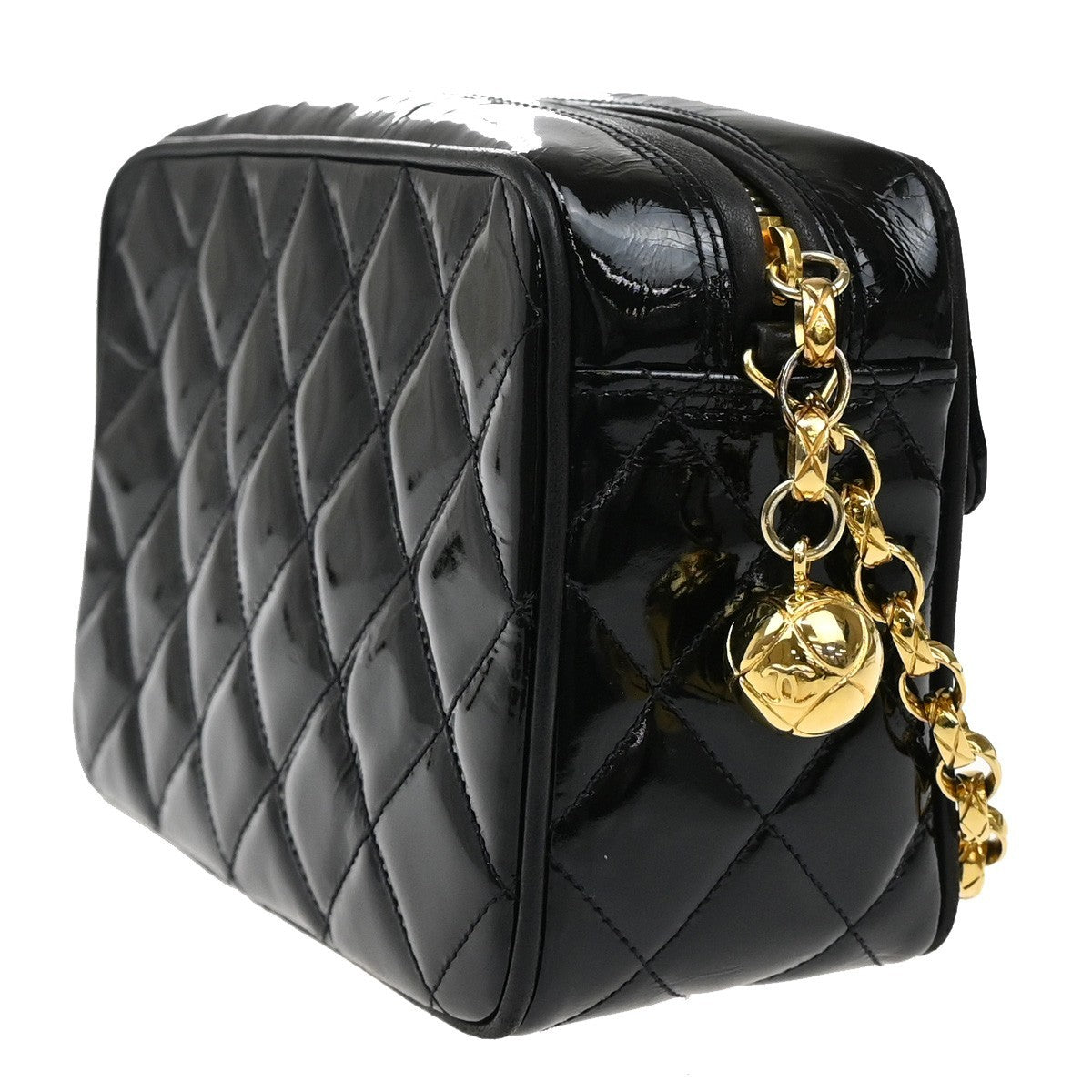 CHANEL CC Matelasse Mini Chain Shoulder Bag Patent Leather BK GHW VTG 375RL116