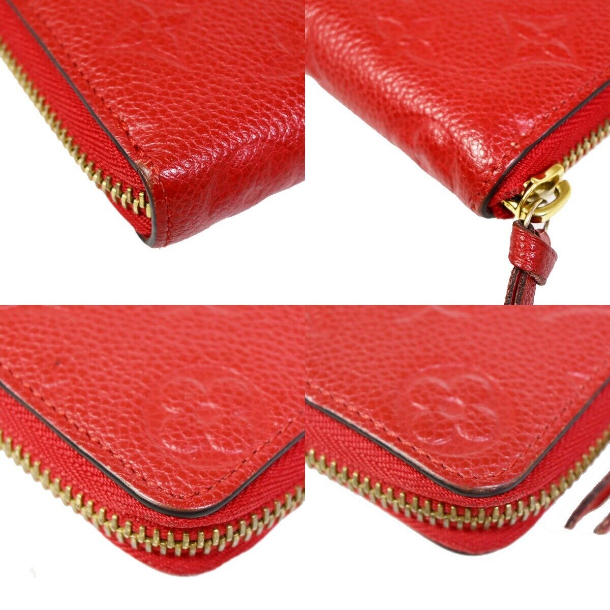 LOUIS VUITTON Clemence Long Bifold Wallet Monogram Empreinte Red M60169 31HB931
