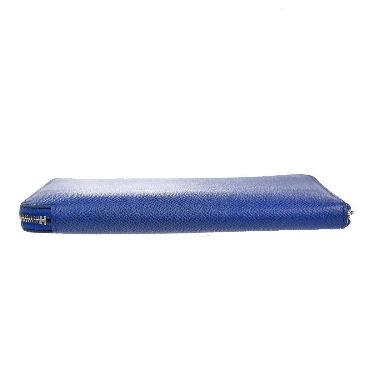 HERMES Azap Silk In Zip Around Long Wallet Epsom Leather Blue SHW France 38RL950