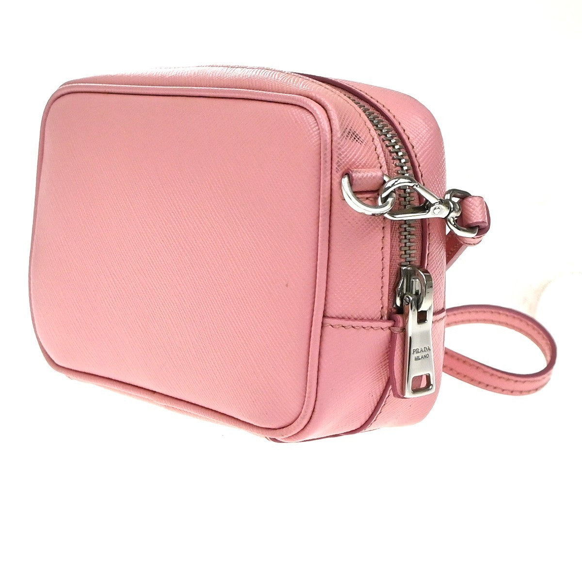 PRADA Logo Saffiano Fiocco Bow Min Shoulder Bag Leather Pink SHW Italy 74YH967