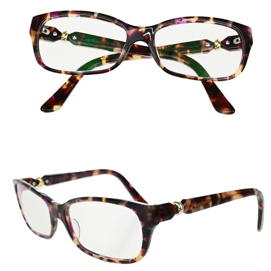 CARTIER Logos Glasses Eye Wear Metal Plastic Brown tortoiseshell France 02SJ284