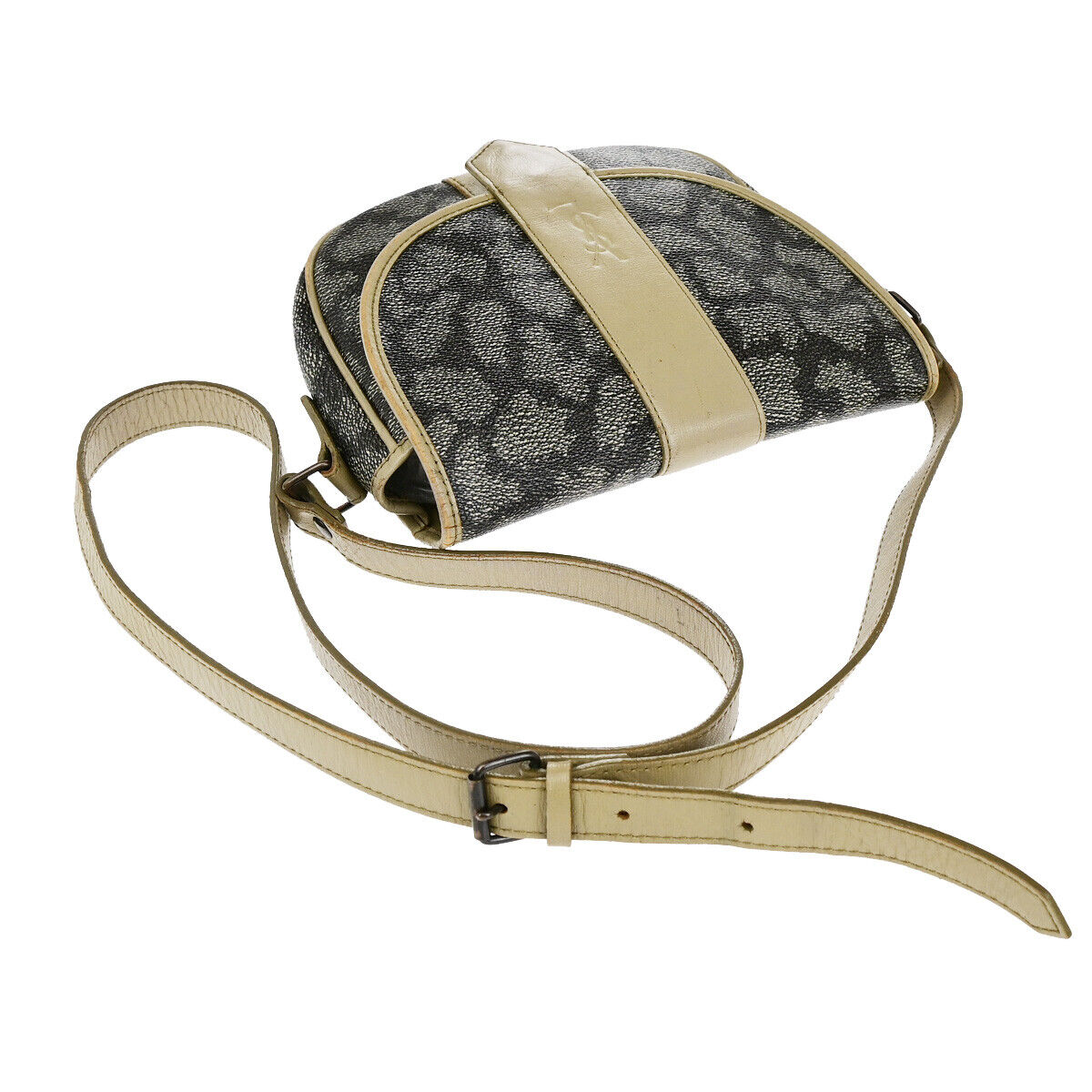 YVES SAINT LAURENT YSL Giraffe Pattern Shoulder Bag PVC Leather Brown 09YG312