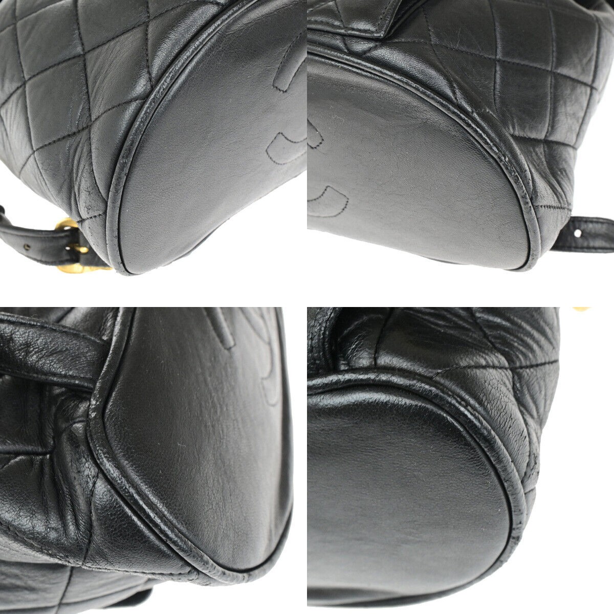 CHANEL CC Logo Matelasse Chain Backpack Bag Leather Black GHW Vintage 889RK563