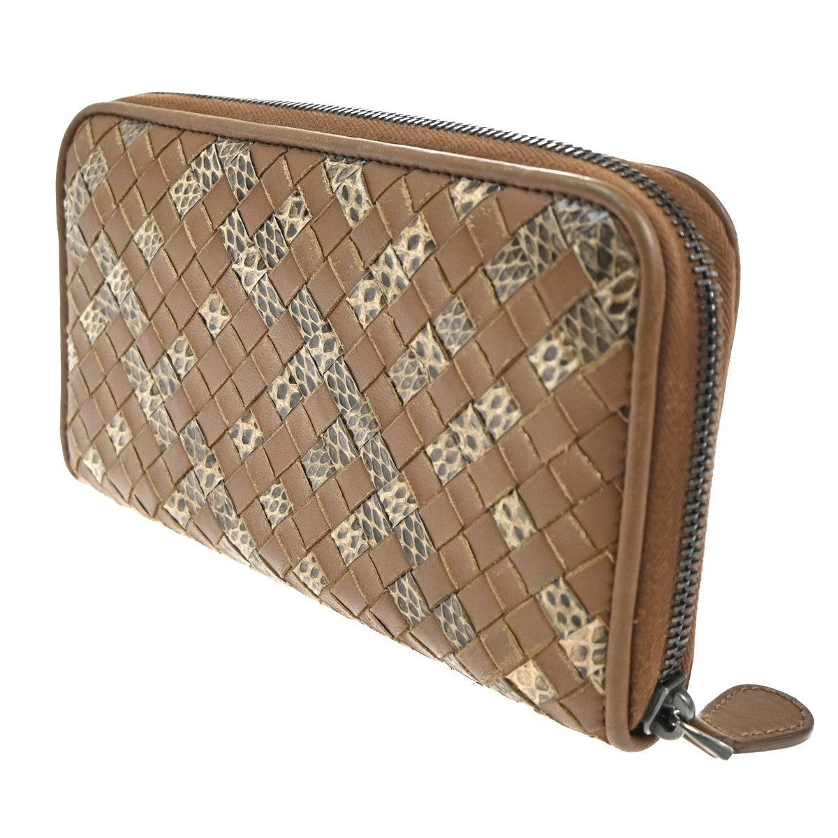 BOTTEGA VENETA Intrecciato Zip Around Long Wallet Embossing Leather BN 67KC539
