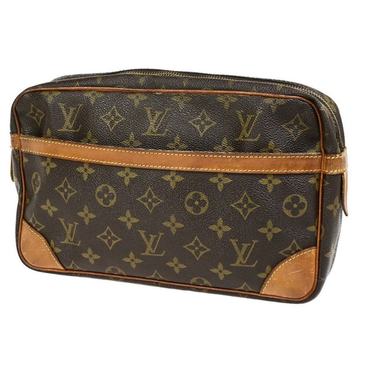 LOUIS VUITTON Compiegne 28 Clutch Bag Monogram Leather Brown GHW M51845 68FB193