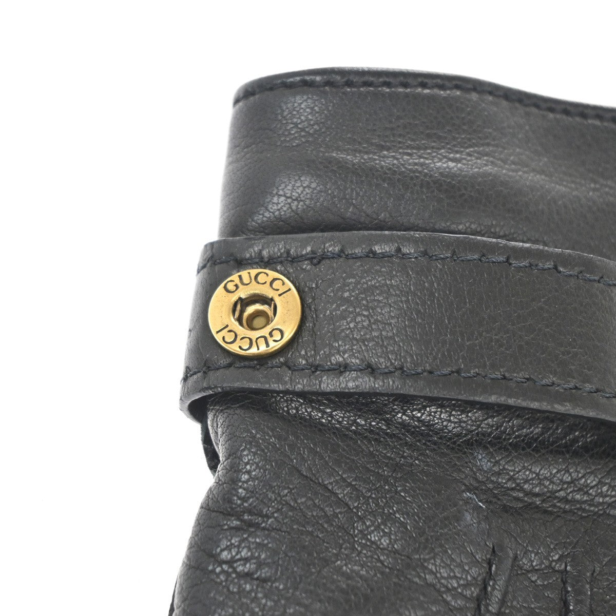 GUCCI Logo Tiger Head Gloves Size 8/S Lambskin Leather Black GHW Italy 04YJ103