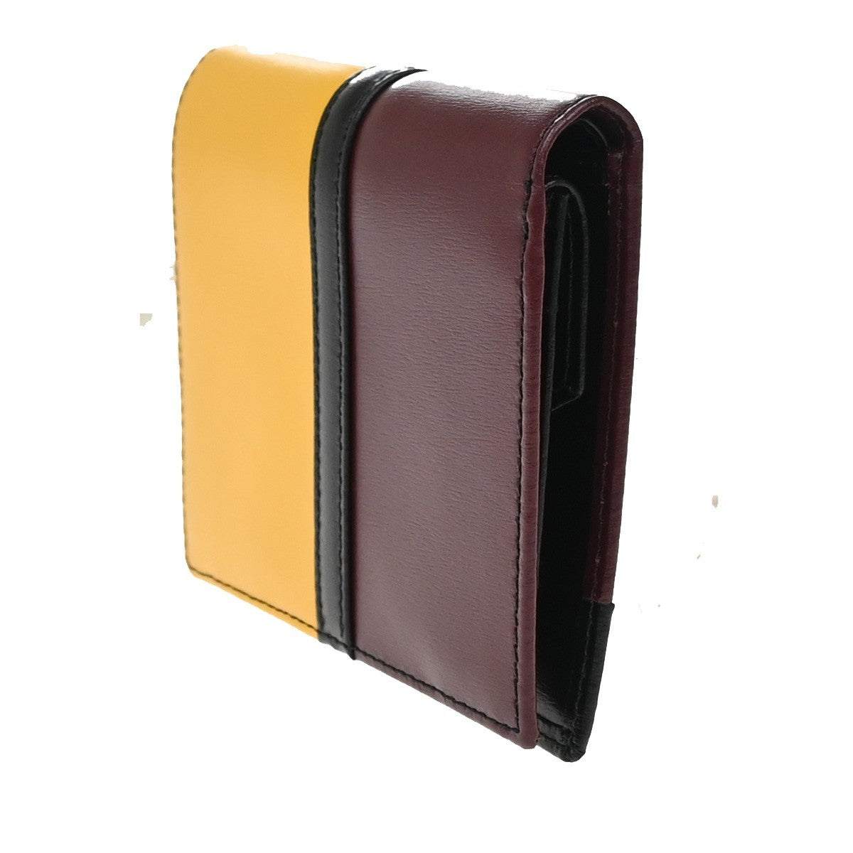 YVES SAINT LAURENT YSL Bifold Compact Wallet Leather Red Yellow Black 04RF830