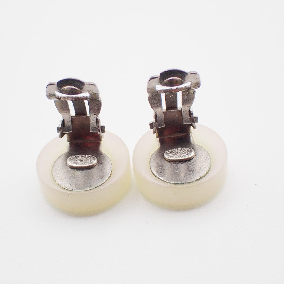 CHANEL CC Logo Iridescent Resin Round Button Earrings 00C Clip-On SHW 38RL811