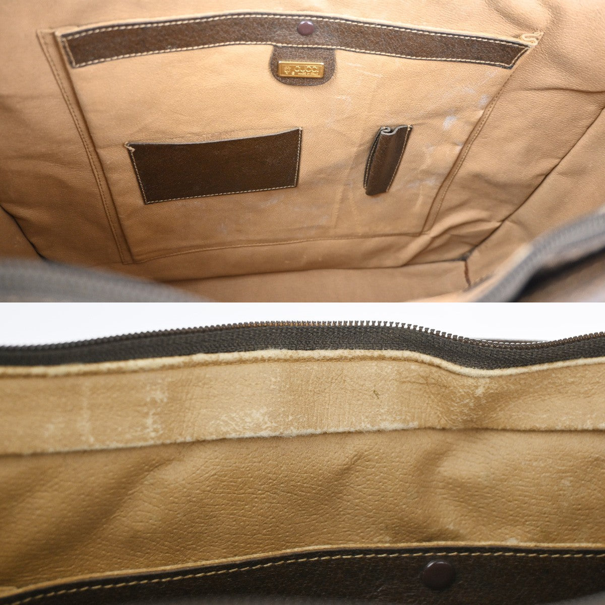 GUCCI LOGO GG Pattern Shoulder Hand Bag PVC Leather Beige GHW Italy 69TA589