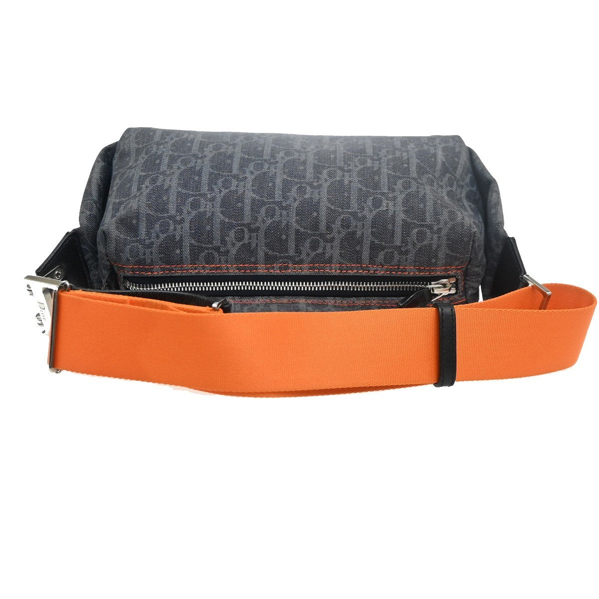 CHRISTIAN DIOR Trotter Flight Line Shoulder Bag Denim Canvas Leather BE 41RL890
