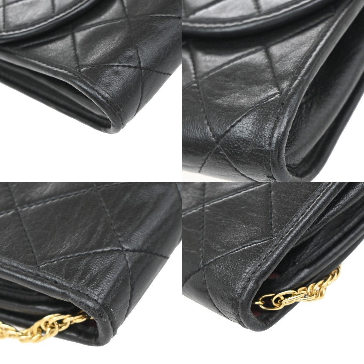CHANEL CC Logo Mini Matelasse Chain Shoulder Bag Leather Black GHW 44RF695