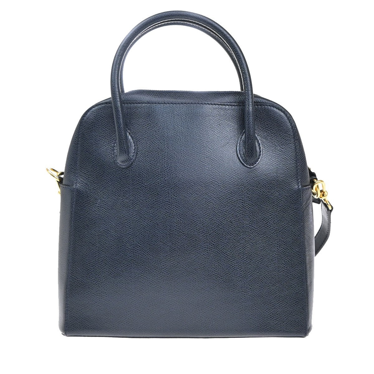CELINE Logo 2way Shoulder Hand Bag Leather Blue Italy 76RF735