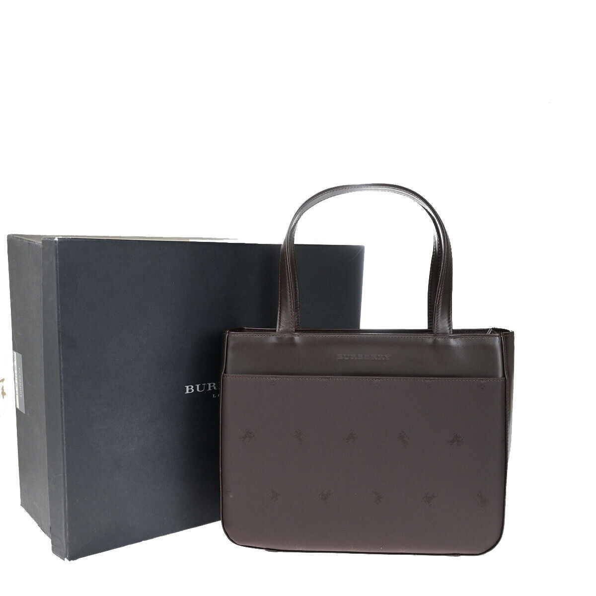 BURBERRY LONDON Logo EKD Hand Bag Tote Nylon Leather Brown SHW 39YG586
