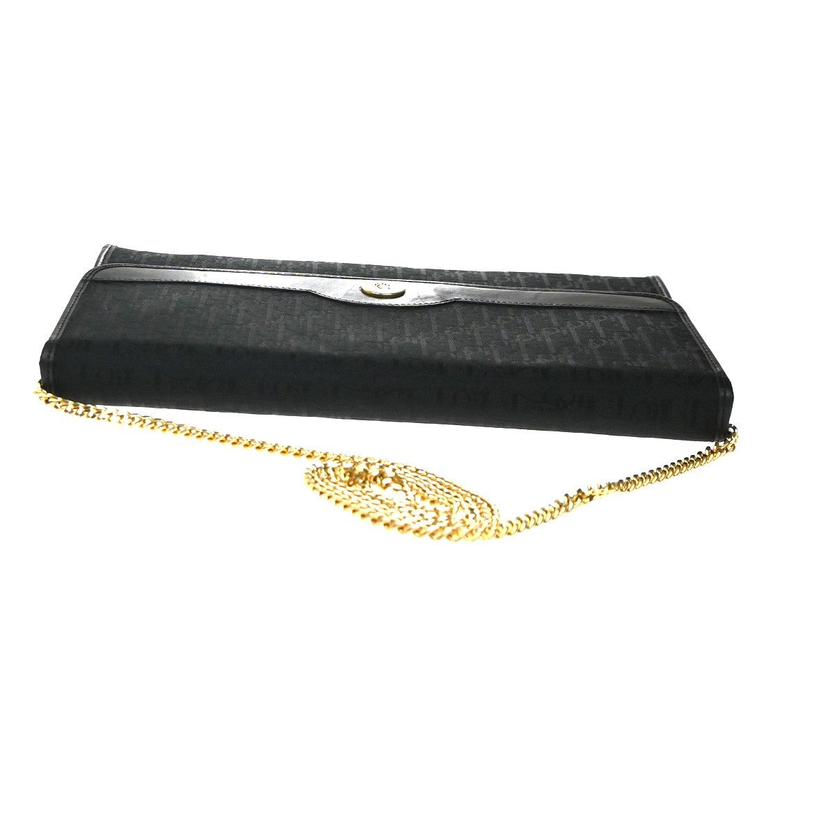CHRISTIAN DIOR Trotter Pattern 2way Clutch Hand Bag Canvas Leather Black 38KC787